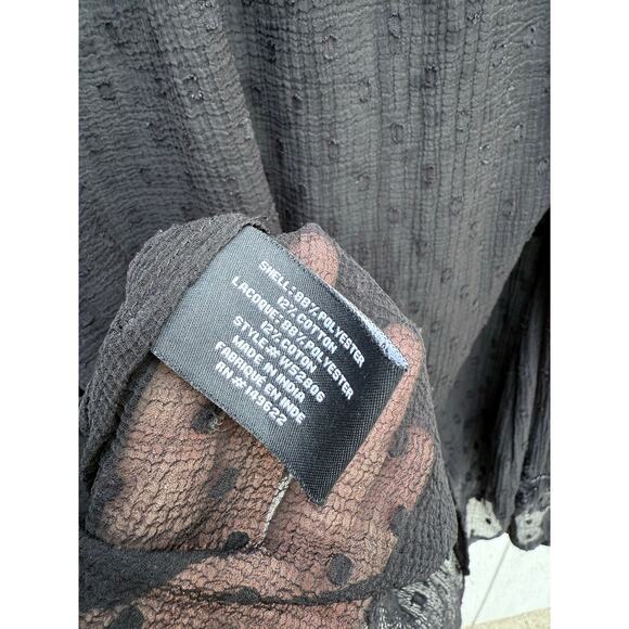 WALTER BAKER black swiss dot semi sheer billow sleeve embellished Candice top - Picture 11 of 11